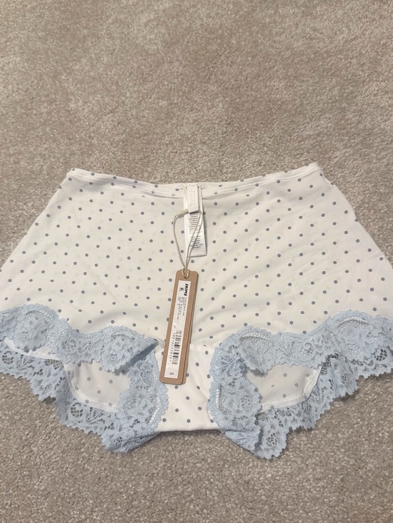 SKIMS Other - SKIMS Light Blue Polka Dot High-Waist Lace Trim Briefs